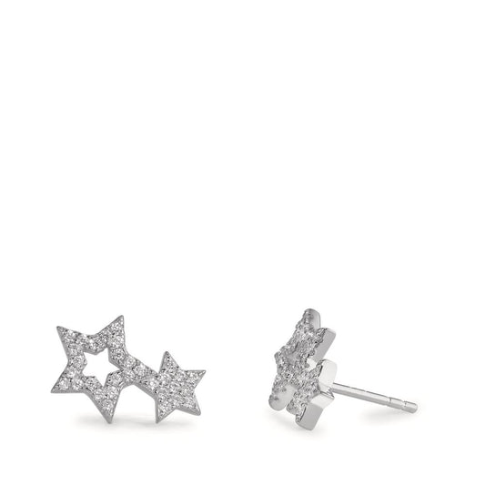 Clous d'oreilles Argent Zircone Rhodié Étoile