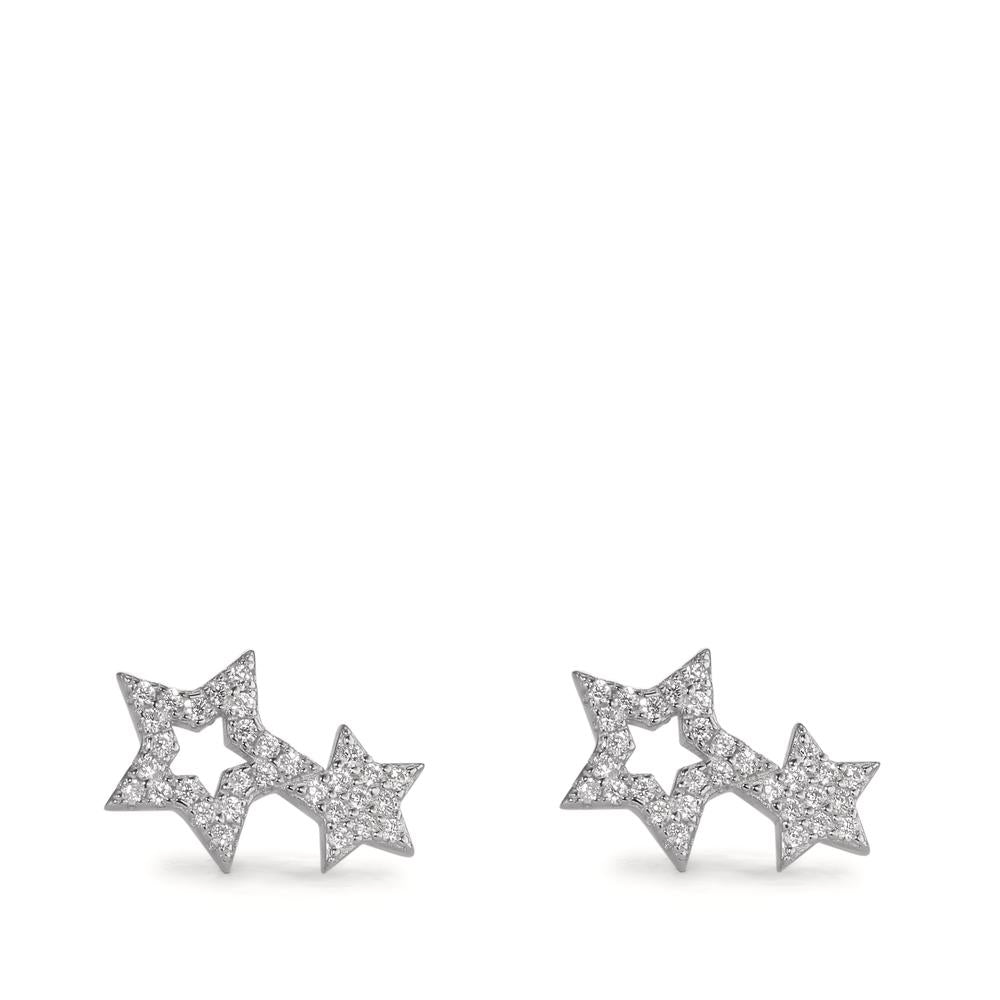 Clous d'oreilles Argent Zircone Rhodié Étoile