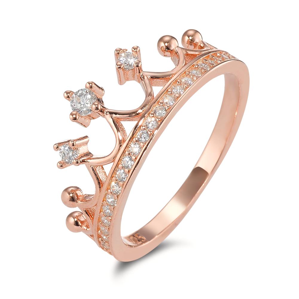 Bague Argent Zircone rosé Plaqué or Couronne