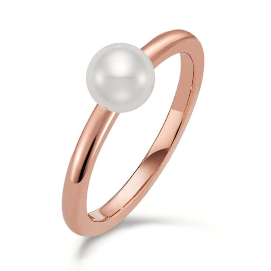 Bague Acier inoxydable rosé PVD perle de culture