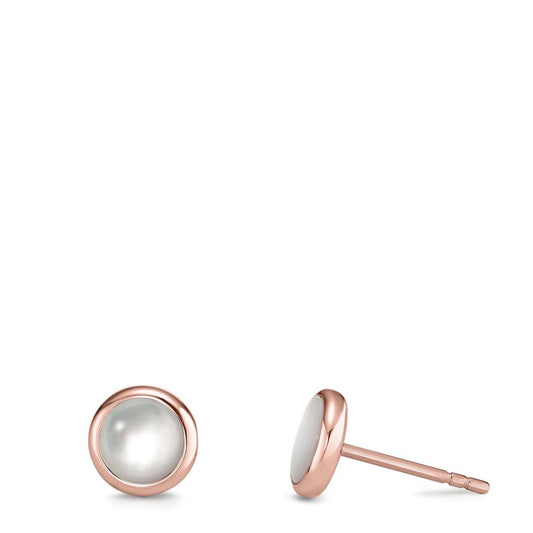 Clous d'oreilles Acier inoxydable rosé PVD nacre Ø8 mm