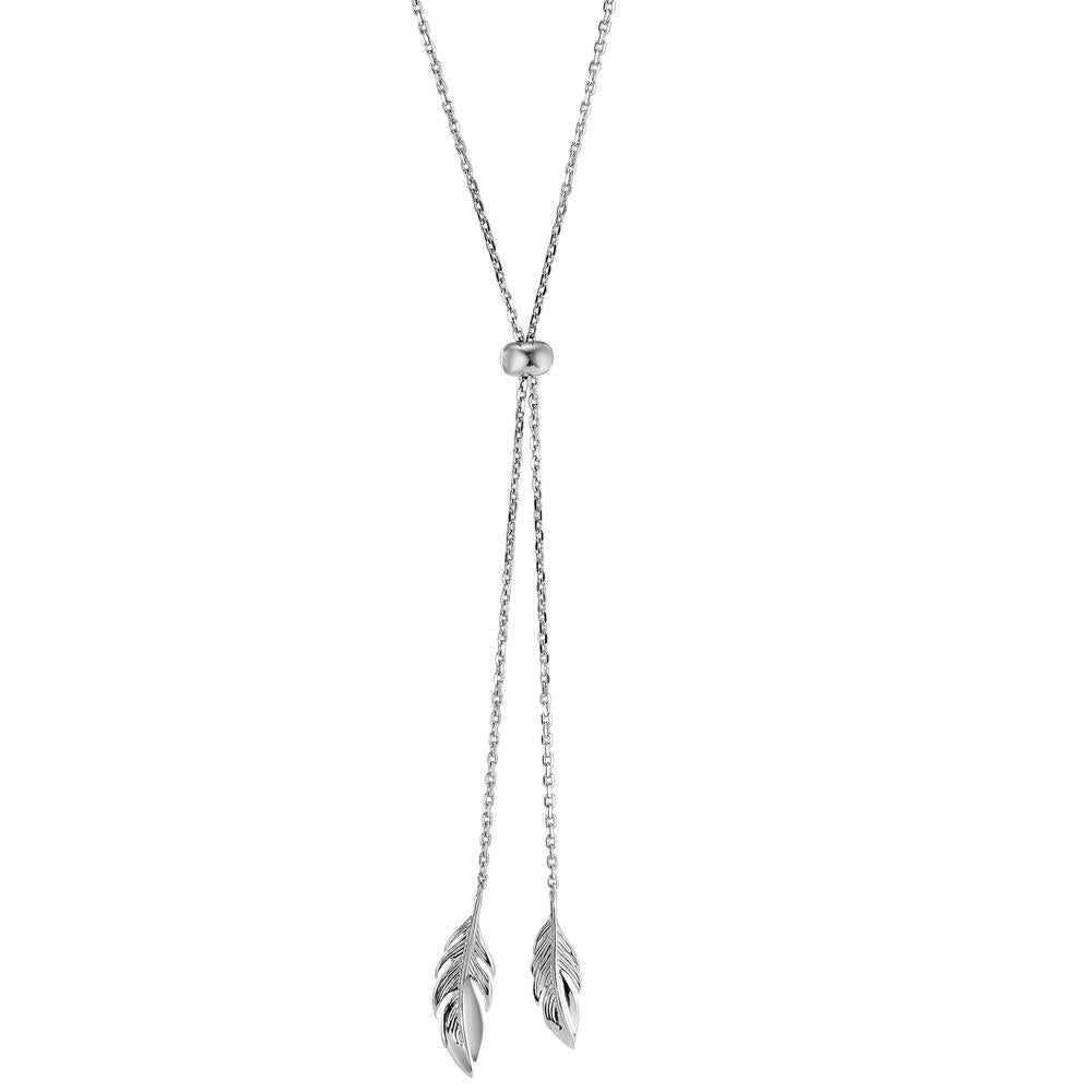 Collier Argent Rhodié Plume 41-45 cm