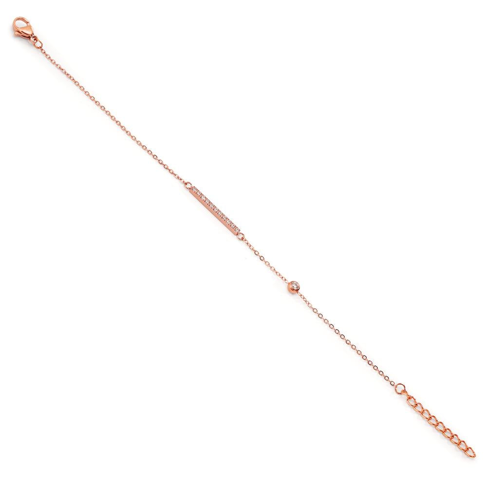 Bracelet Acier inoxydable Zircone 12 Pierres rosé PVD 16-19 cm