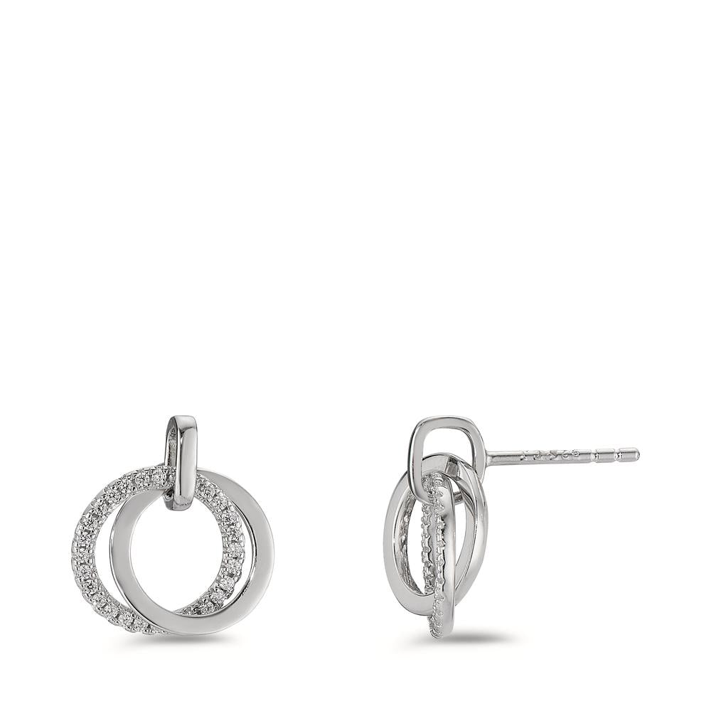 Pendant d'oreilles Argent Zircone Rhodié Ø10 mm