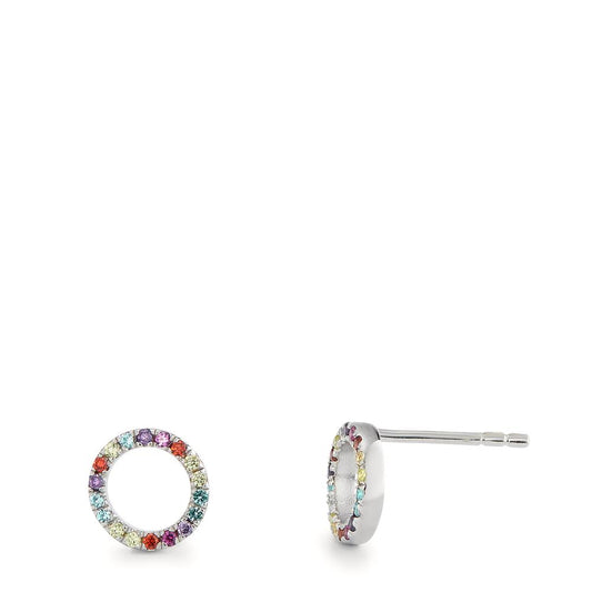 Clous d'oreilles Argent Zircone coloré Rhodié Ø7.5 mm