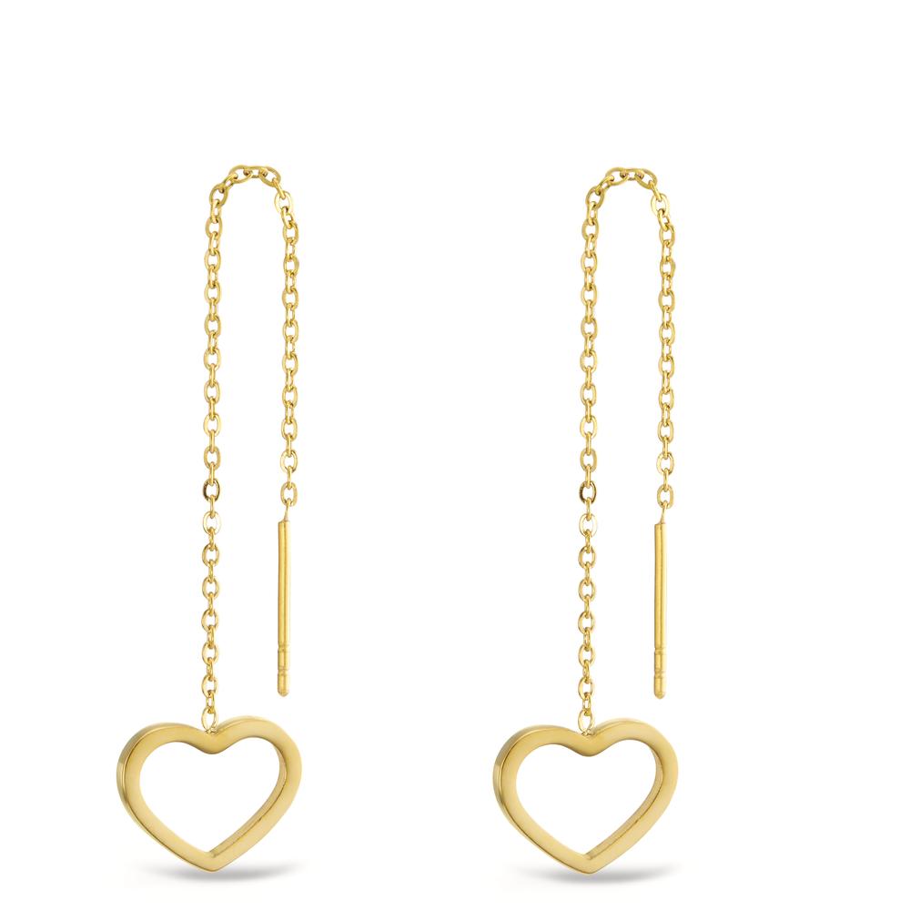 Boucles d'oreilles pendantes Acier inoxydable jaune PVD Coeur Ø11 mm