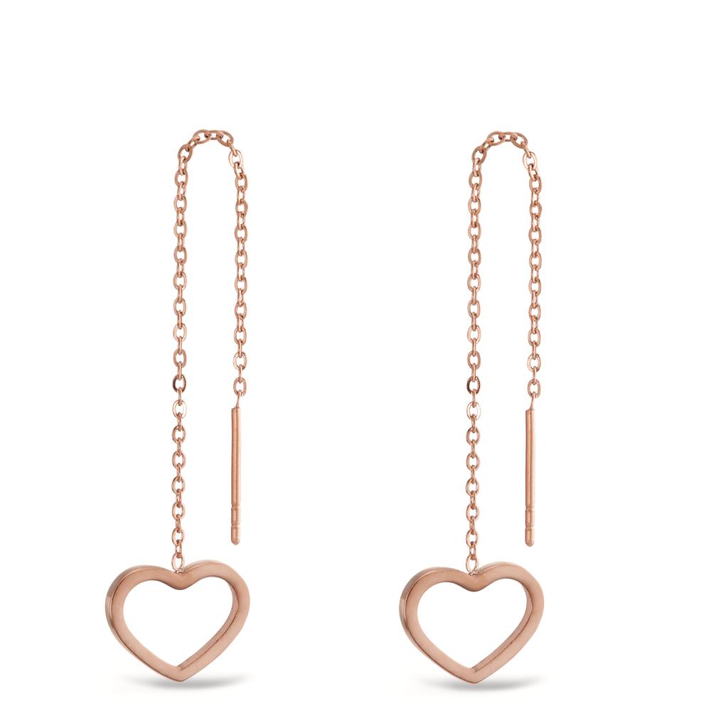 Boucles d'oreilles pendantes Acier inoxydable rosé PVD Coeur Ø11 mm