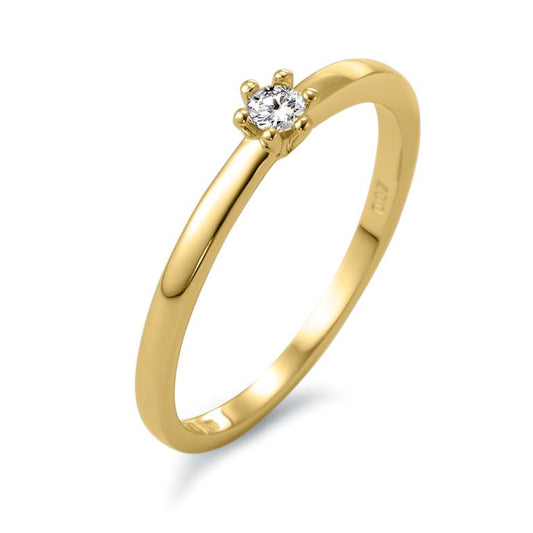 Bague solitaire Or jaune 18K Diamant blanc, 0.07 ct, brillant, w-si