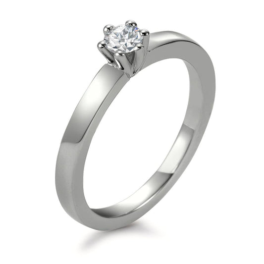 Bague solitaire Platine 950 Diamant blanc, 0.20 ct, brillant, w-si