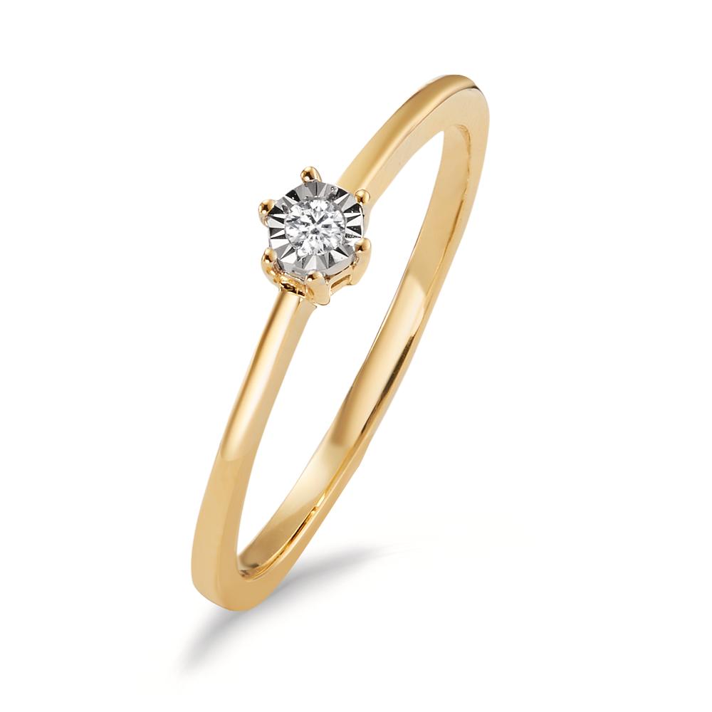 Bague solitaire Or jaune 18K Diamant 0.03 ct, w-si Bicolore