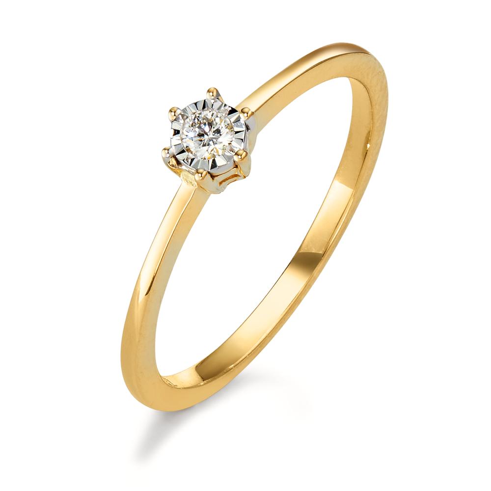 Bague Or jaune 18K Diamant 0.05 ct, w-si Bicolore Ø4 mm