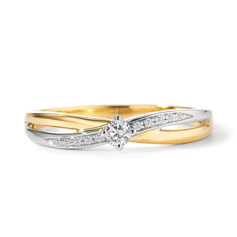 Bague Or blanc 18K, Or jaune 18K Diamant 0.10 ct, 11 Pierres, w-si