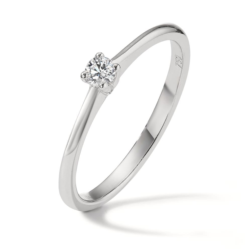 Bague solitaire Or blanc 18K Diamant 0.10 ct, w-si