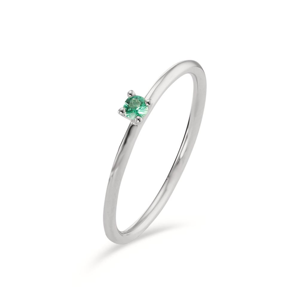 Bague solitaire Or blanc 18K Émeraude