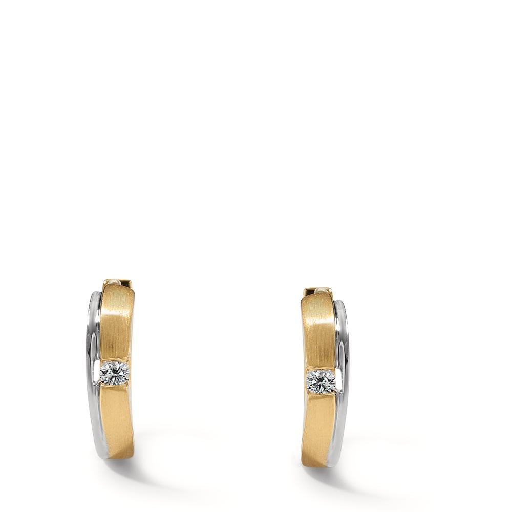 Créoles à charnières Or blanc 18K, Or jaune 18K Diamant 0.05 ct, 2 Pierres, w-si