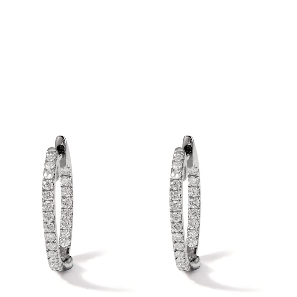 Créoles à charnières Or blanc 18K Diamant 0.23 ct, 44 Pierres, w-si