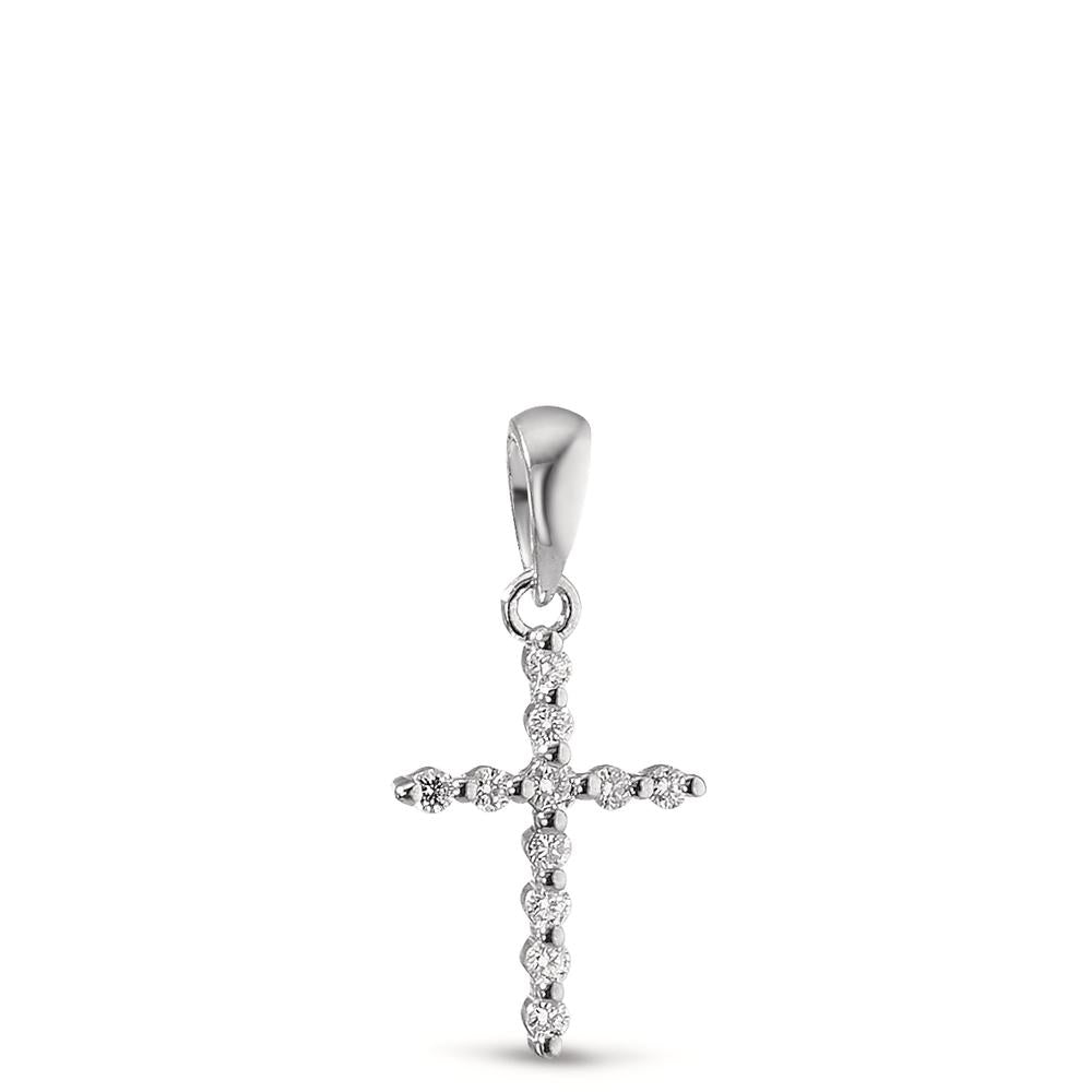 Pendentif Or blanc 18K Diamant 0.05 ct, 11 Pierres, w-si Croix