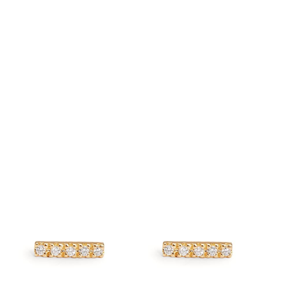 Clous d'oreilles Or jaune 18K Diamant 0.05 ct, 10 Pierres, w-si