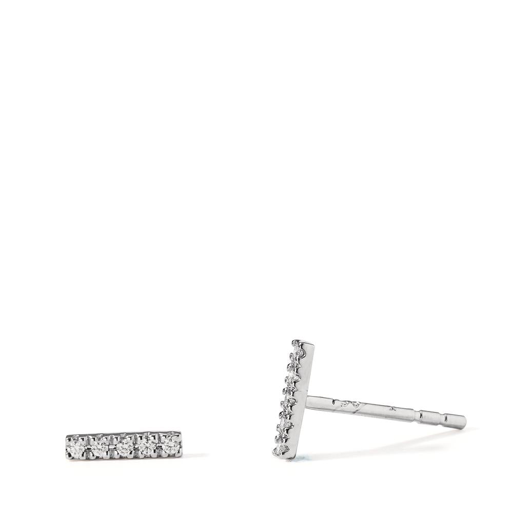 Clous d'oreilles Or blanc 18K Diamant 0.05 ct, 5 Pierres, w-si