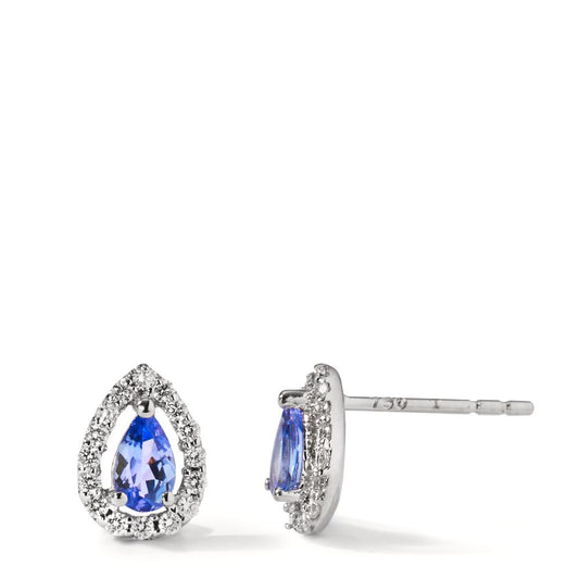 Clous d'oreilles Or blanc 18K Tanzanite