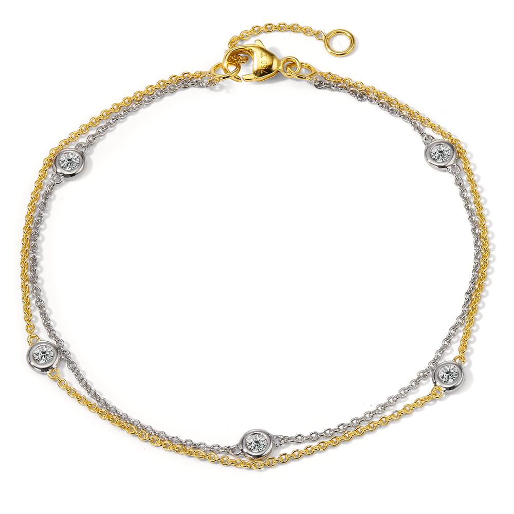 Bracelet Or blanc 18K, Or jaune 18K Diamant 0.16 ct, 5 Pierres, w-si 16.5-19 cm