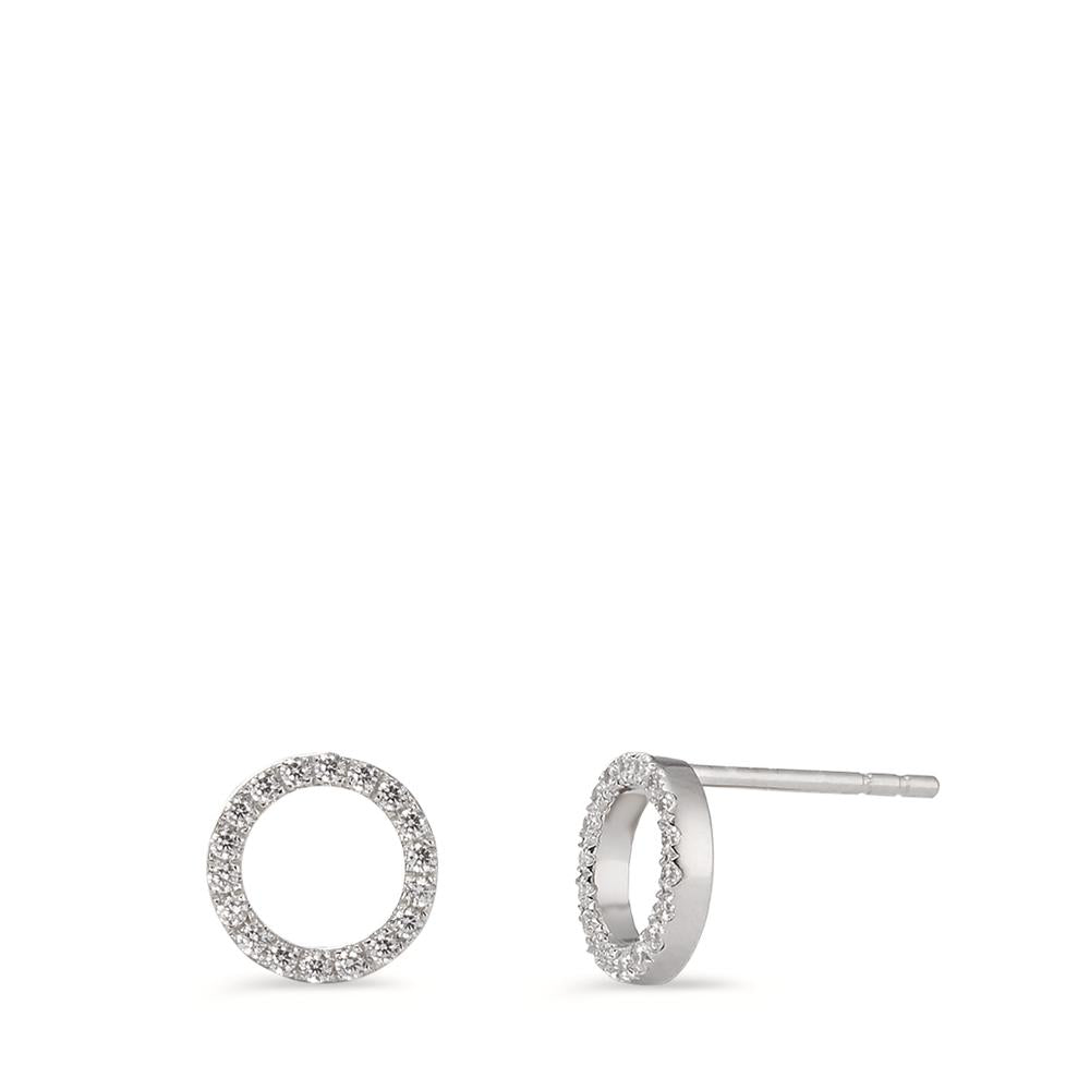 Clous d'oreilles Or blanc 9K Zircone Ø7.5 mm