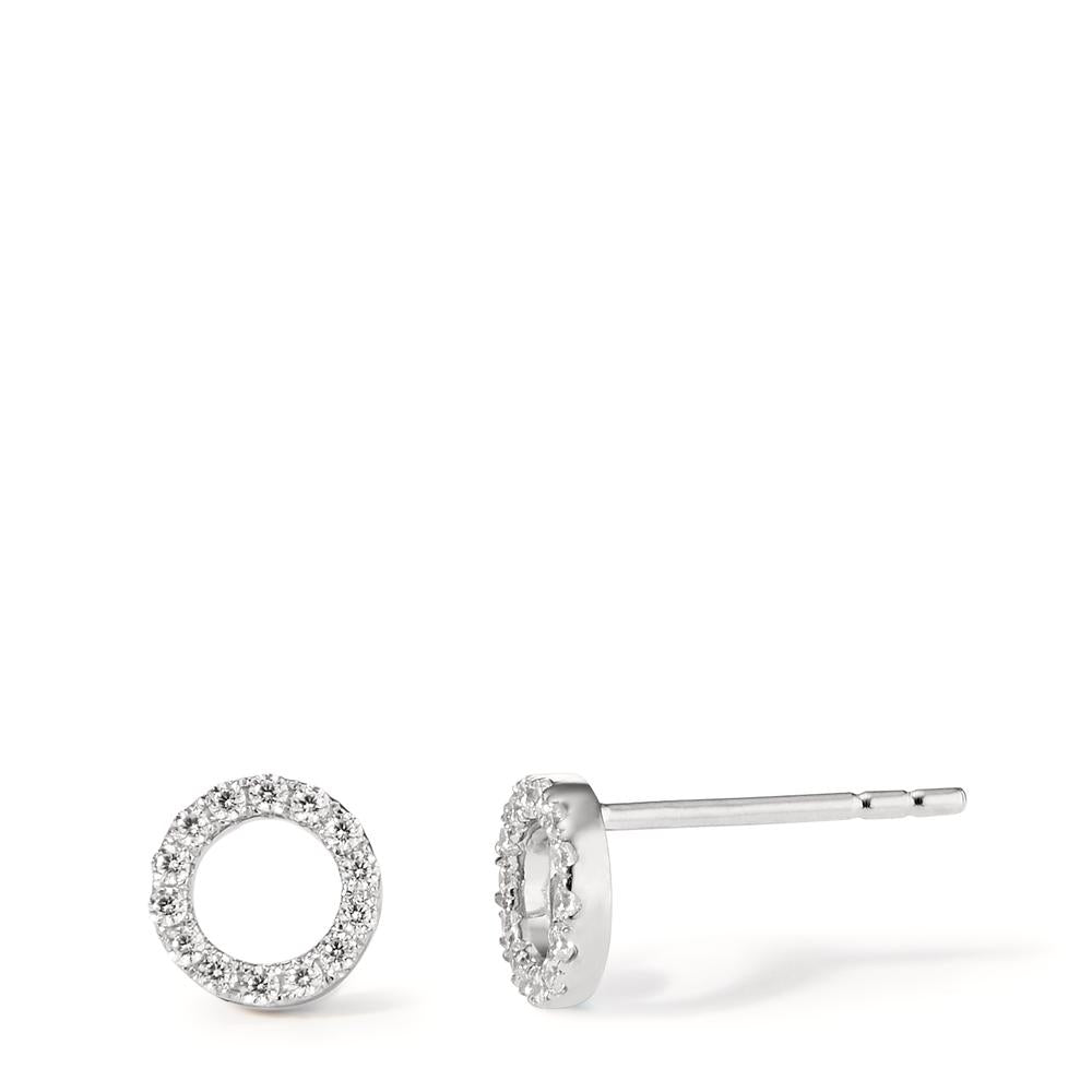 Clous d'oreilles Or blanc 9K Zircone Ø6 mm