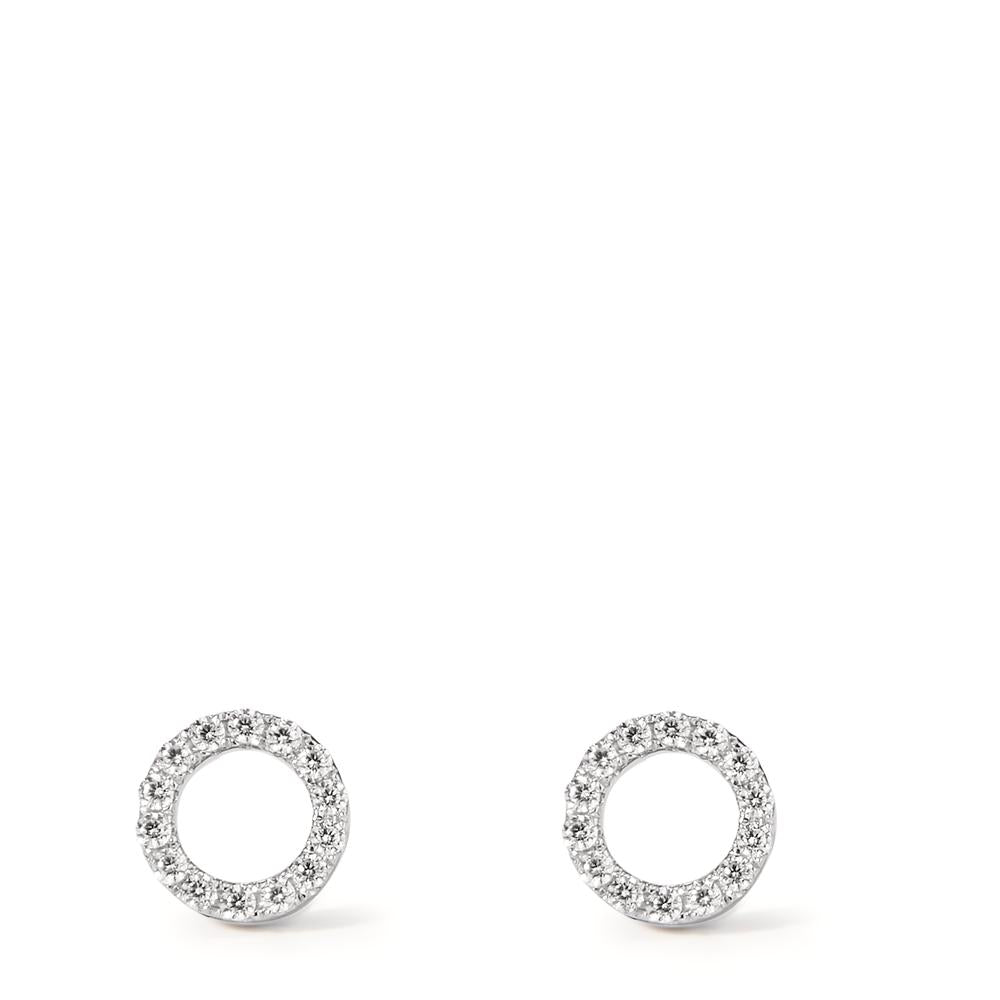 Clous d'oreilles Or blanc 9K Zircone Ø6 mm