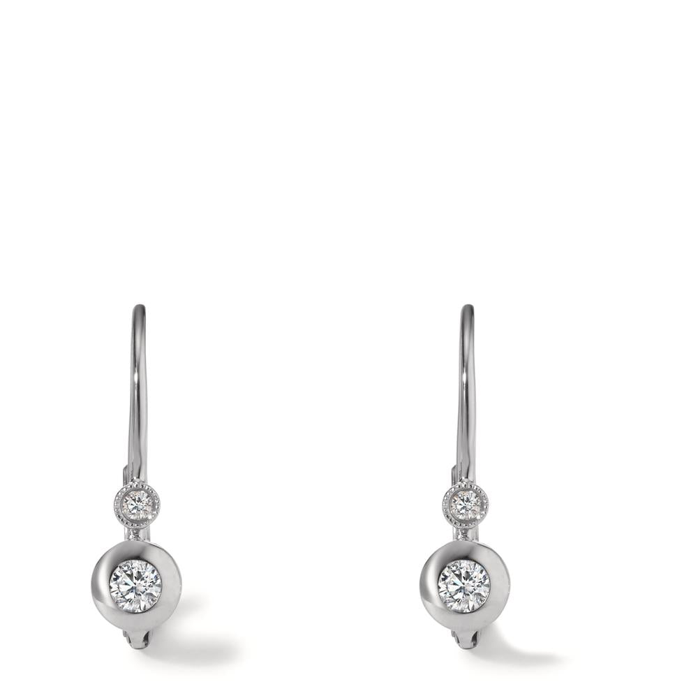 Pendant d'oreilles Or blanc 9K Zircone 4 Pierres