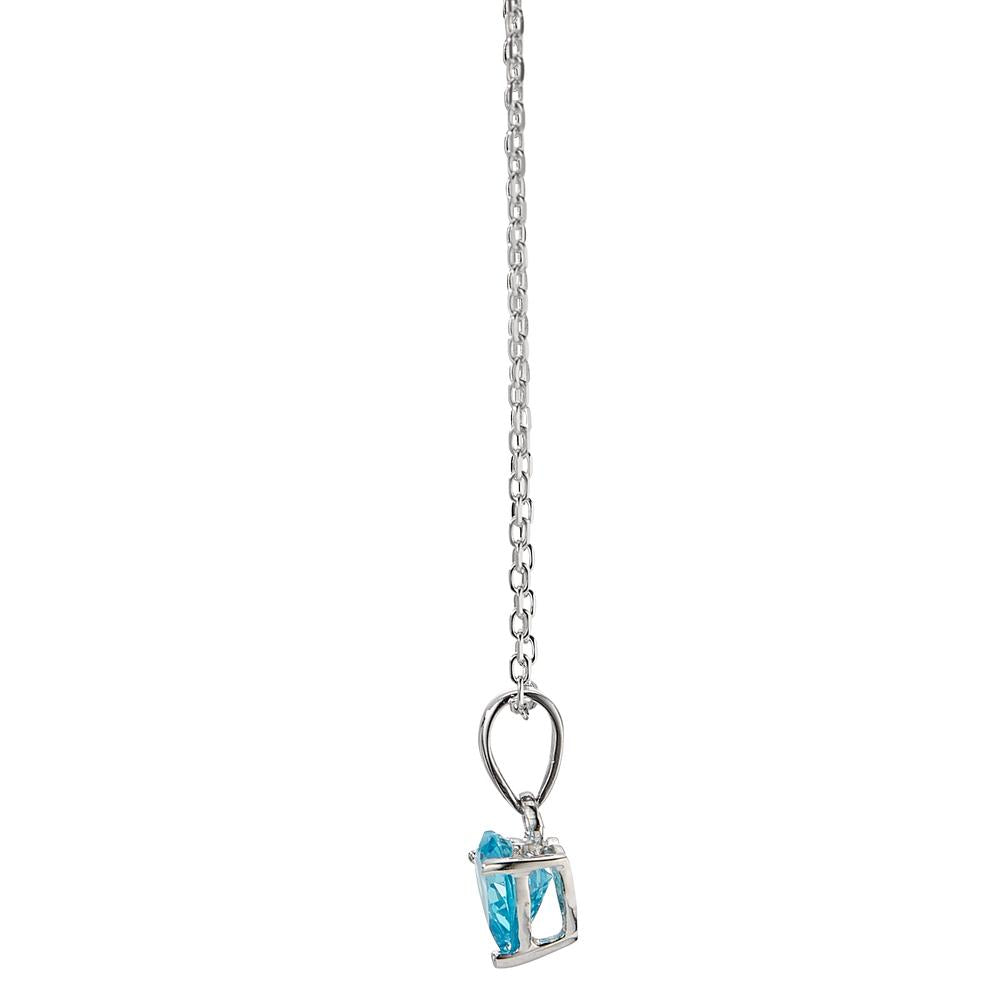 Chaînette avec pendentif Argent [synth. Aquamarin] Rhodié Coeur 42-45 cm Ø6.5 mm