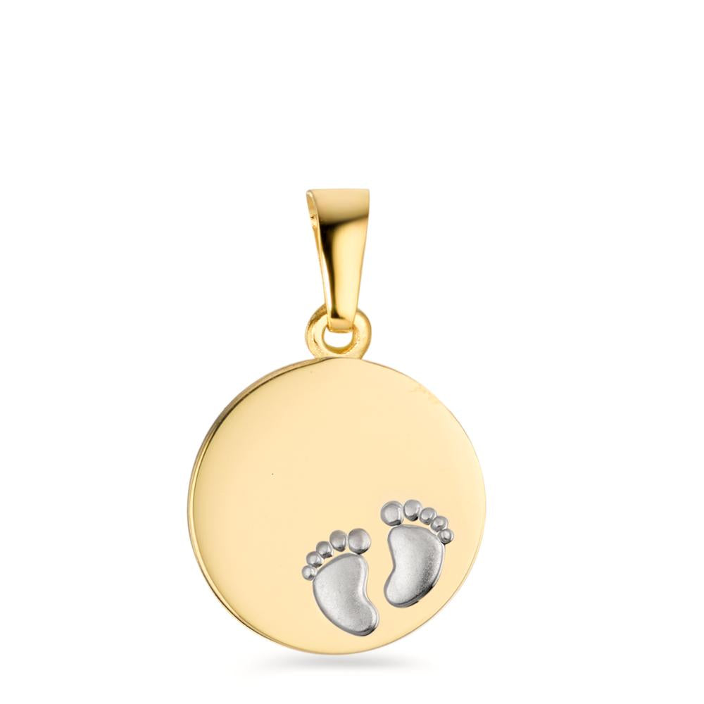 Pendentif avec gravure Or jaune 18K Rhodié Pieds Ø12 mm