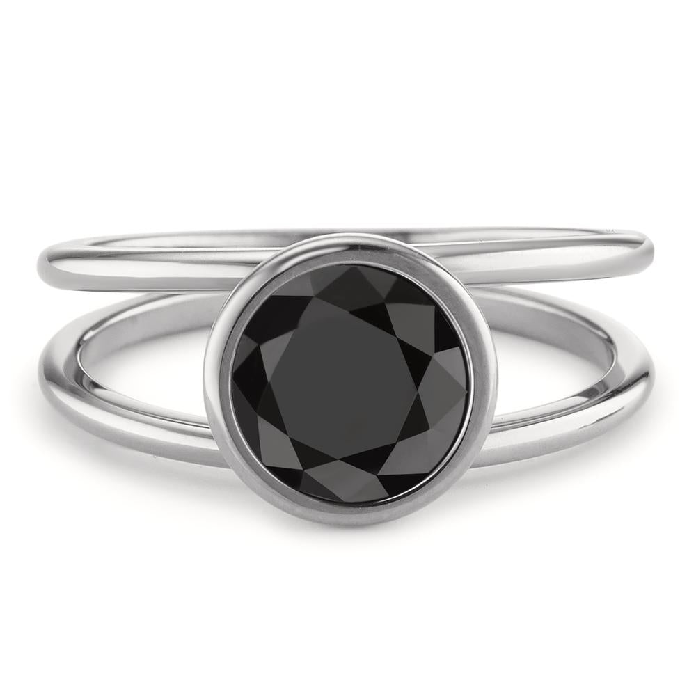 Bague Acier inoxydable Zircone noir Ø9.5 mm