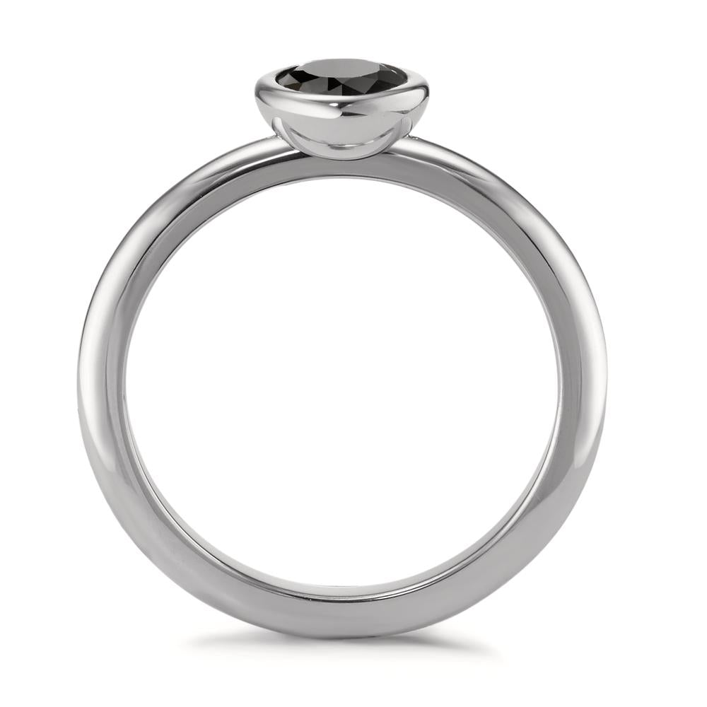 Bague Acier inoxydable Zircone noir Ø7 mm