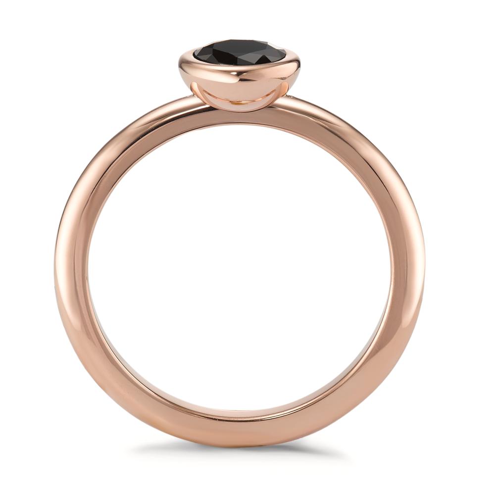 Bague Acier inoxydable Zircone noir rosé PVD Ø7 mm