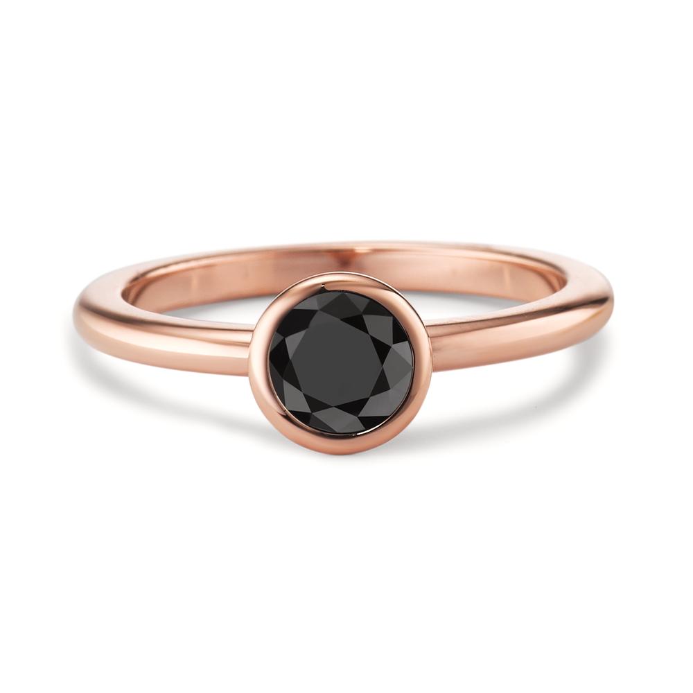 Bague Acier inoxydable Zircone noir rosé PVD Ø7 mm