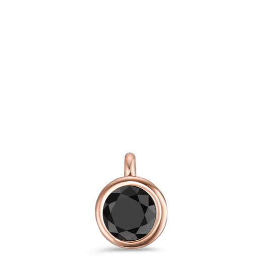 Pendentif Acier inoxydable Zircone noir rosé PVD Ø7 mm