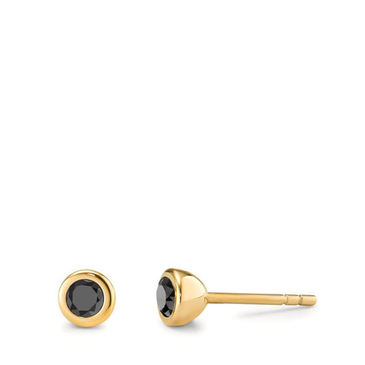 Clous d'oreilles Acier inoxydable Zircone noir, 2 Pierres jaune PVD Ø5 mm