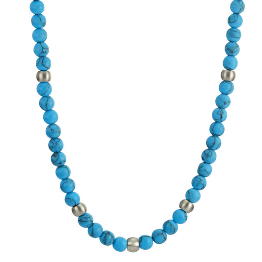 Collier Acier inoxydable Turquoise 80 Pierres 50 cm Ø6.5 mm