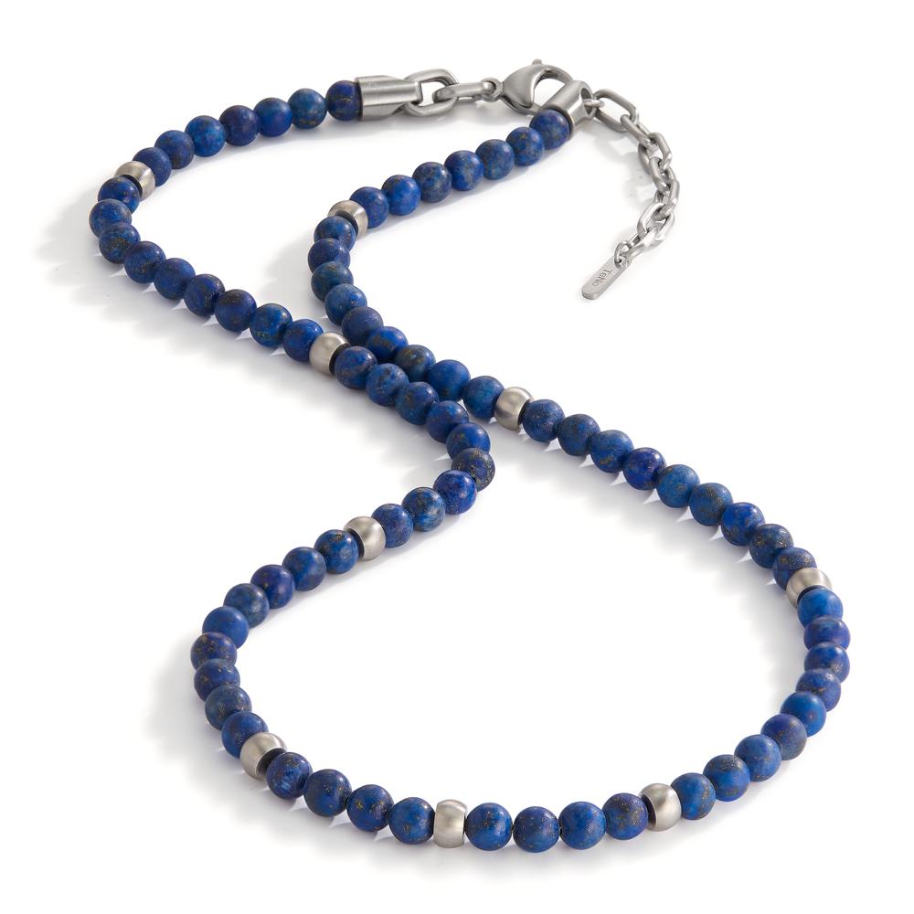 Collier Acier inoxydable Lapis-lazuli 76 Pierres 50 cm Ø6.5 mm