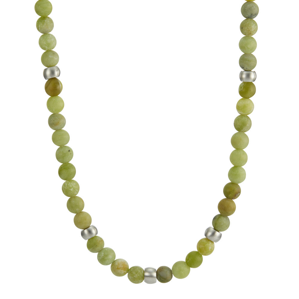 Collier Acier inoxydable Jade 72 Pierres 50 cm Ø6.5 mm