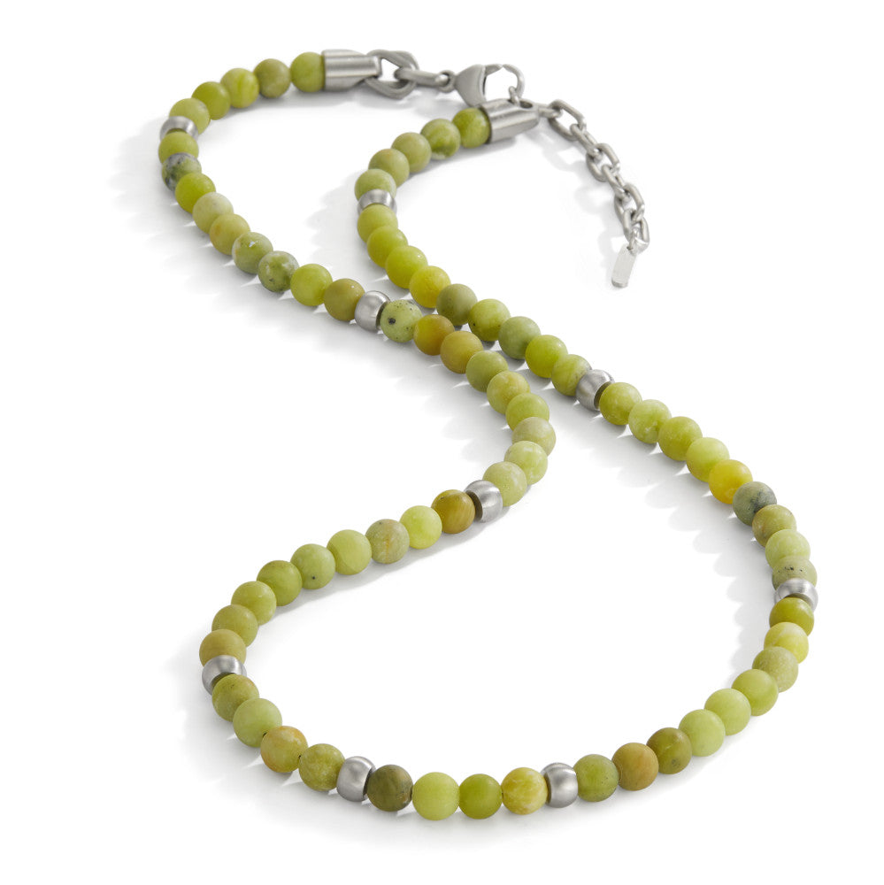 Collier Acier inoxydable Jade 72 Pierres 50 cm Ø6.5 mm