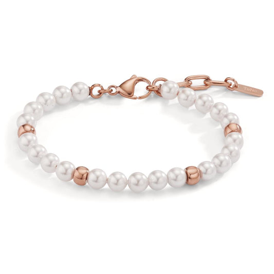 Bracelet Acier inoxydable rosé PVD perle de culture 17.5-21.5 cm Ø6 mm