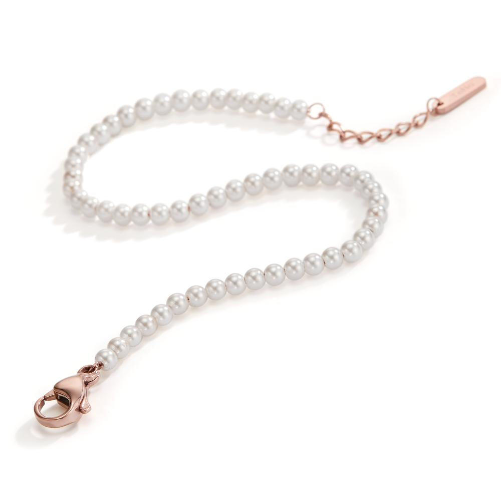 Bracelet Acier inoxydable rosé PVD perle de culture 17.5-19.5 cm Ø3 mm