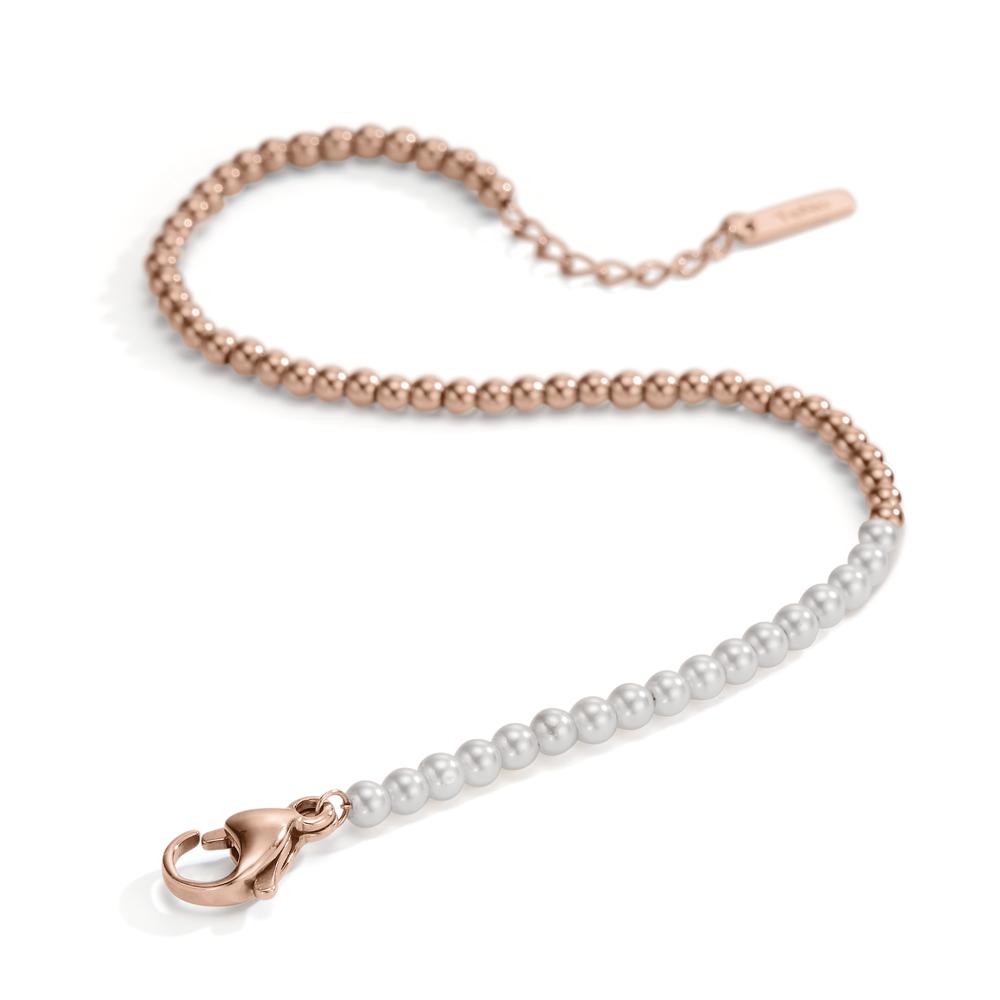 Bracelet Acier inoxydable rosé PVD perle de culture 17.5-19.5 cm Ø3 mm