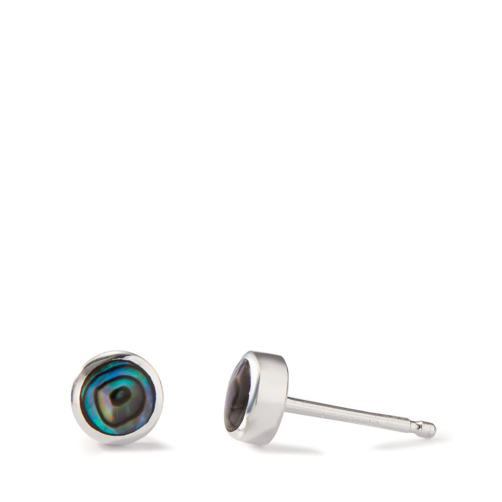 Clous d'oreilles Argent Abalone 2 Pierres Ø5.5 mm