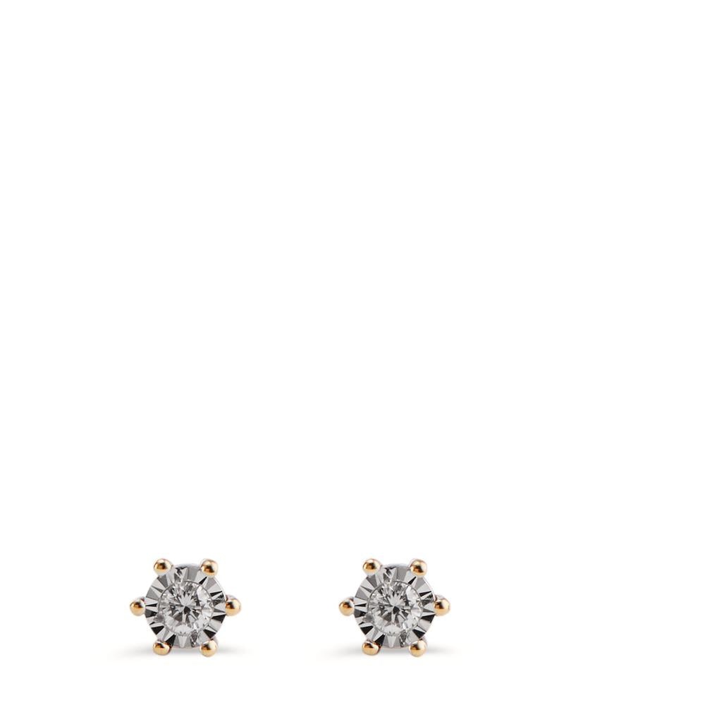 Clous d'oreilles Or jaune 18K Diamant 0.10 ct, 2 Pierres, w-si Ø3.5 mm