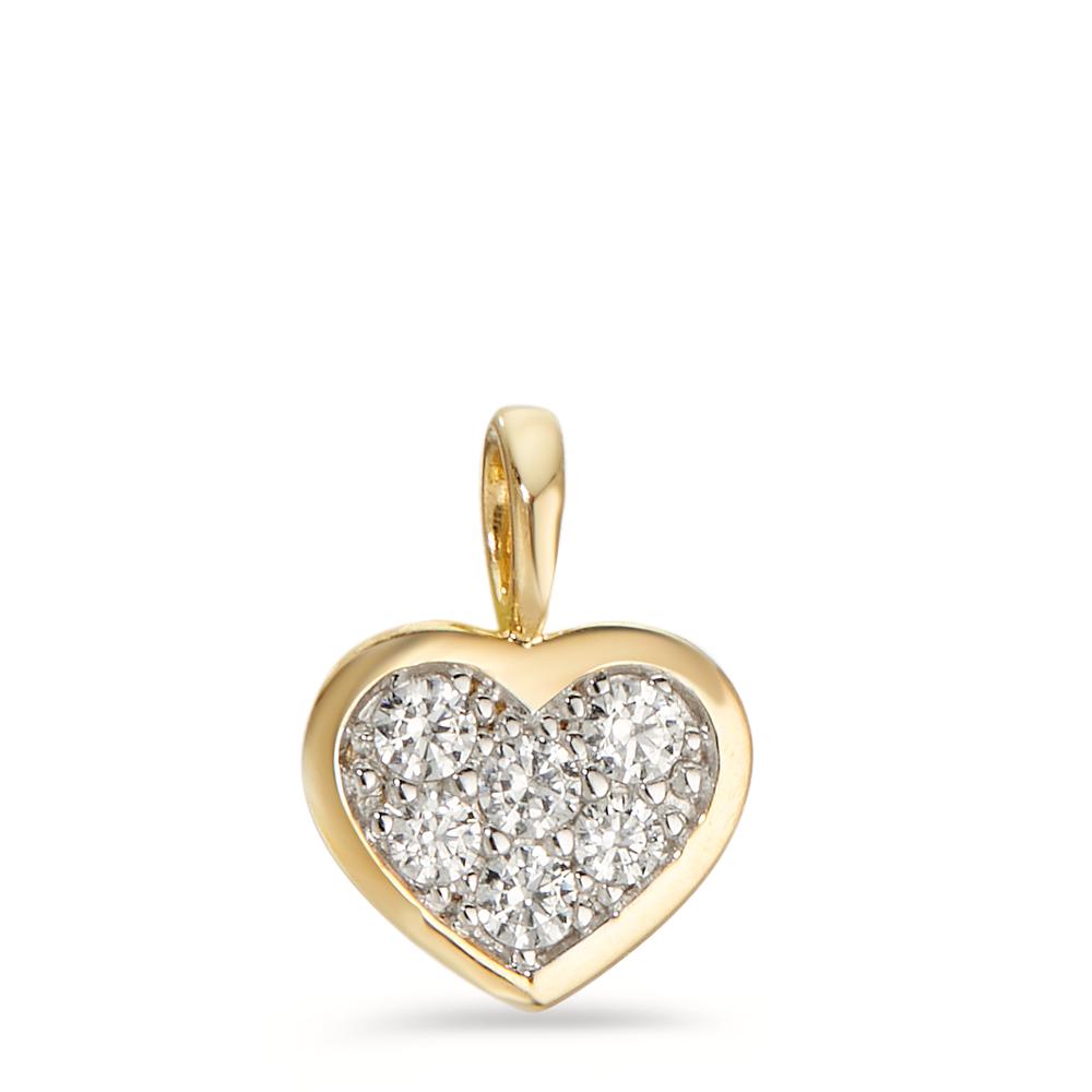 Pendentif Or jaune 14K Zircone 6 Pierres Coeur