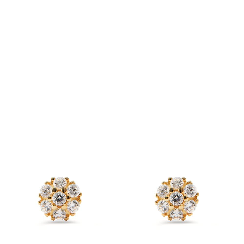 Clous d'oreilles Or jaune 14K Zircone 14 Pierres Ø4 mm