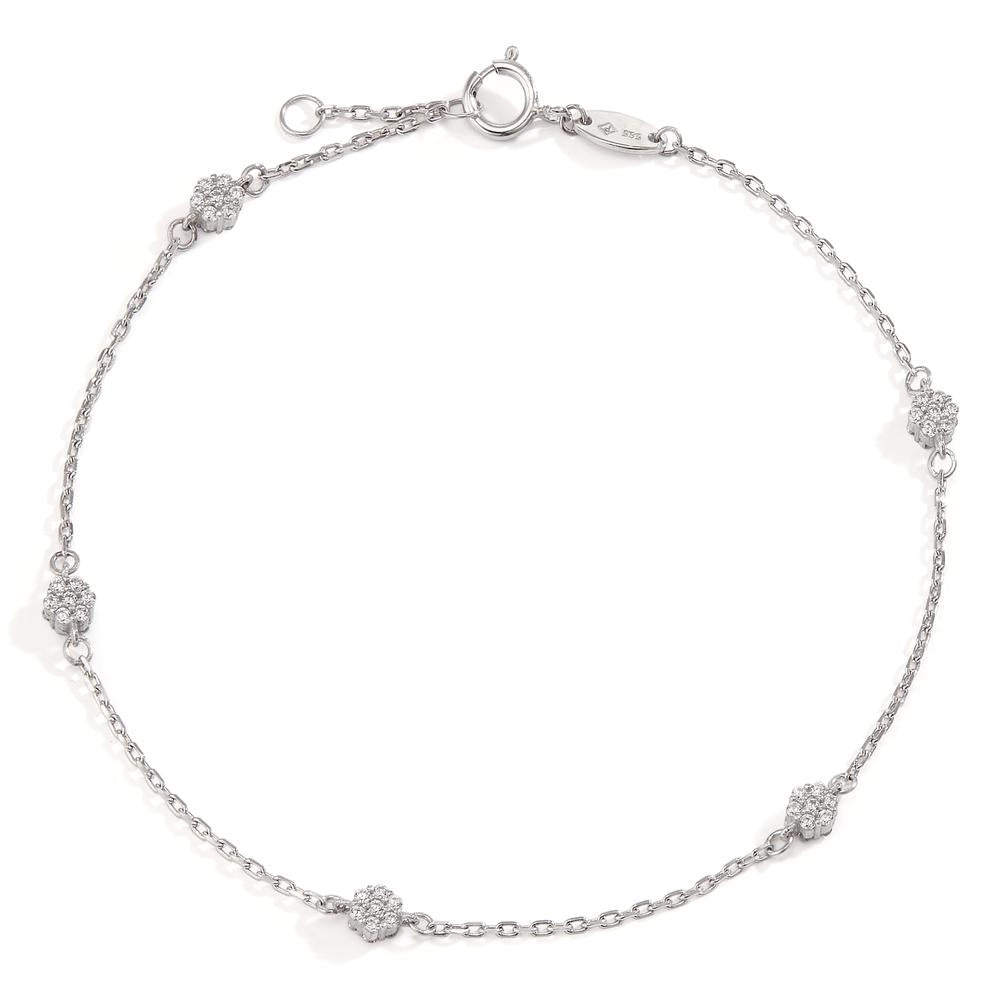 Bracelet Or blanc 14K Zircone 35 Pierres 17.5-18.5 cm