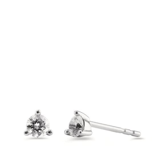 Clous d'oreilles Or blanc 14K Zircone 2 Pierres Ø4 mm